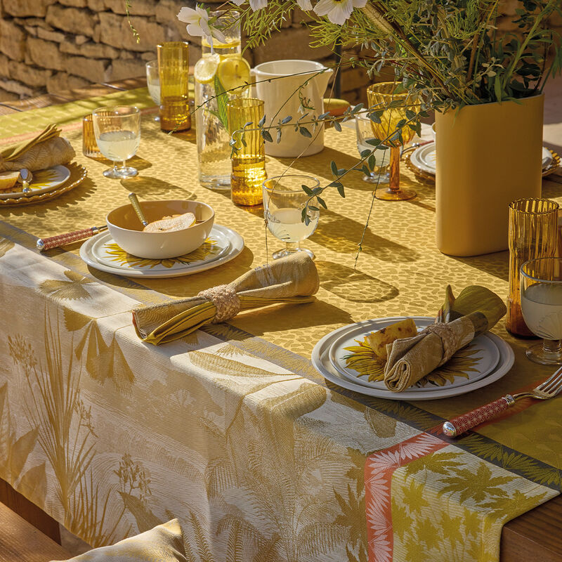Tablecloth Sinharâja Yellow 175x175 100% cotton, , hi-res image number 2
