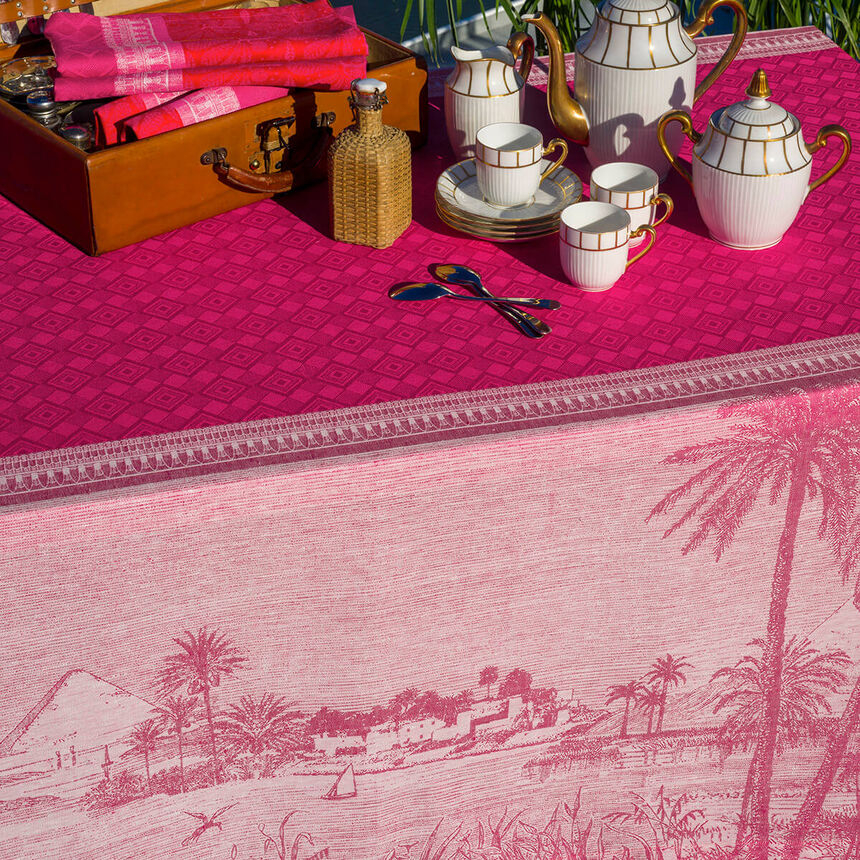 Tablecloth Croisi&egrave;re sur le Nil Orchid 175x175 100% linen, , hi-res image number 3
