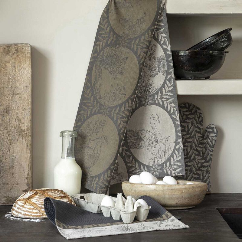 Tea towel Joséphine Grey 60x80 100% cotton, , hi-res image number 1