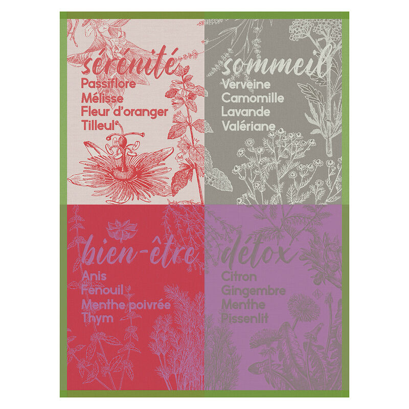 Tea towel Sérénités Green 60x80 100% cotton, , hi-res image number 0