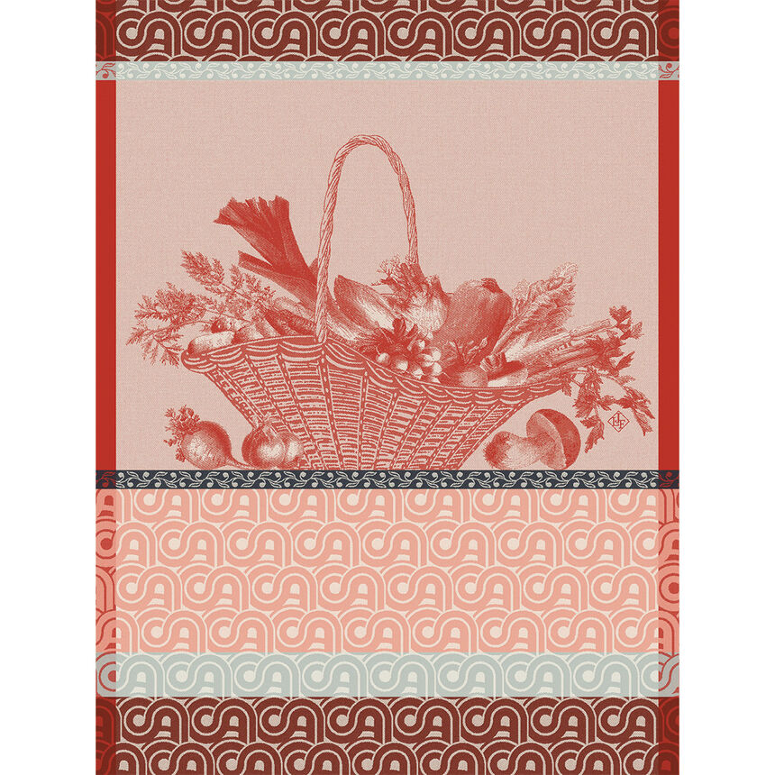 Tea towel Potager d'hiver Red 60x80 100% cotton, , hi-res image number 0