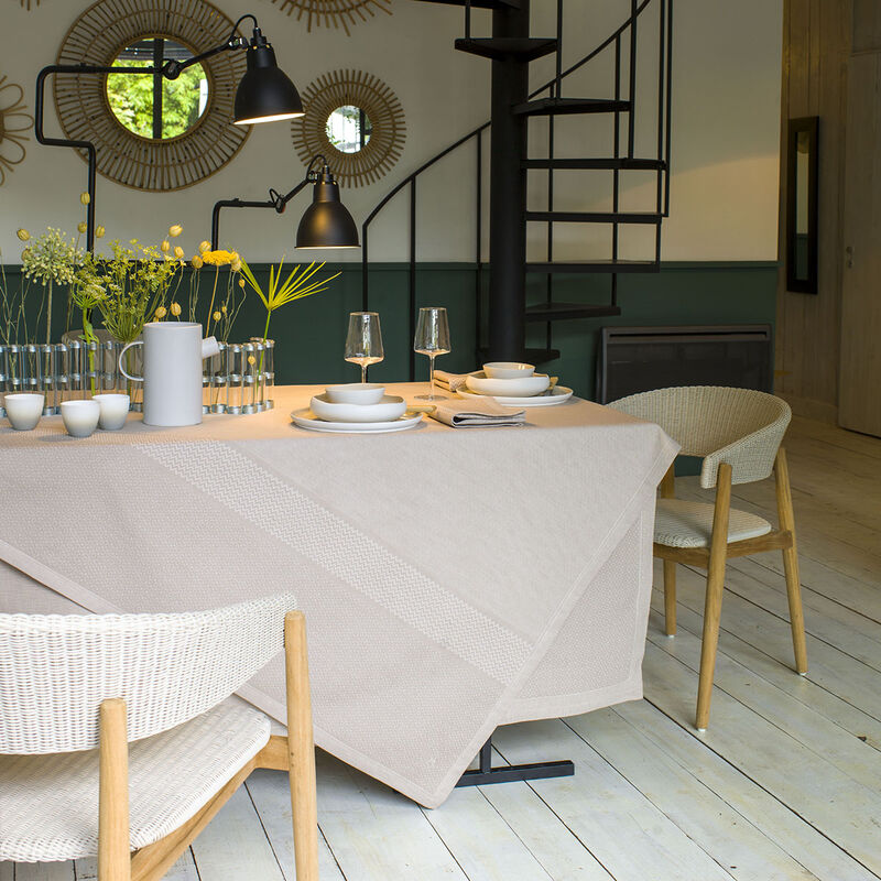 Tablecloth Slow Life Sesame 150x260 89% cotton / 11% linen, , hi-res image number 0