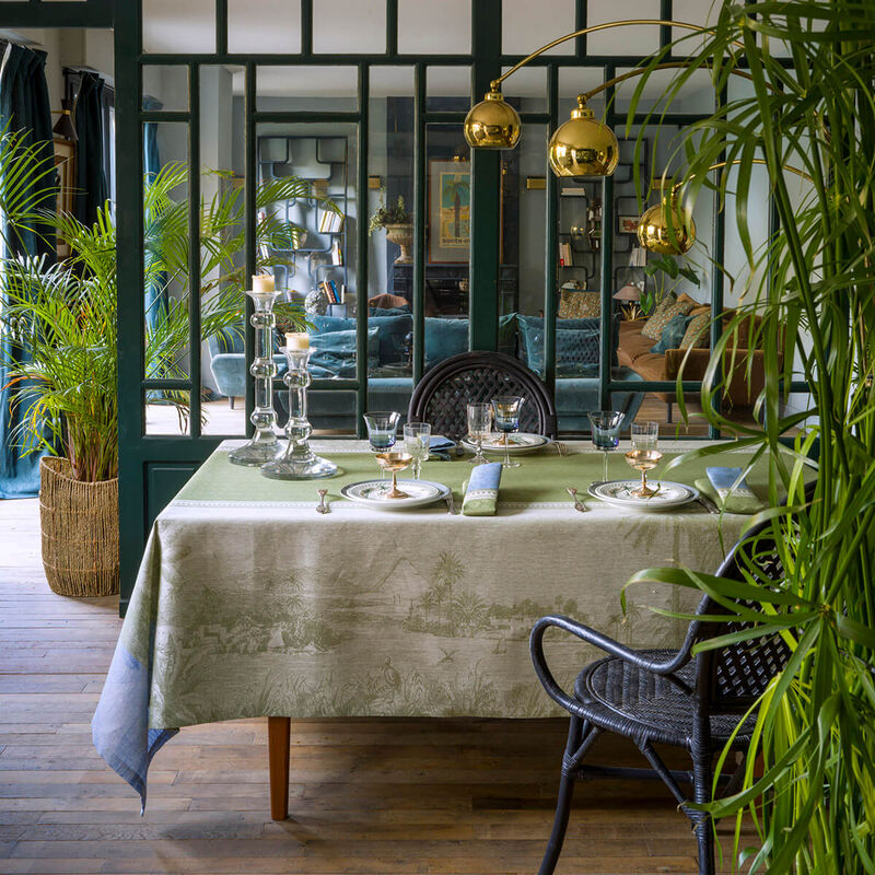 Tablecloth Croisi&egrave;re sur le Nil Palm 175x175 100% linen, , hi-res image number 0
