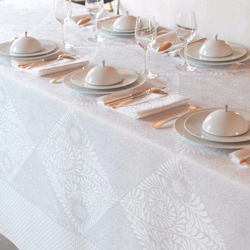 Tablecloth Bosphore Blanc White 175x175 50% cotton- 50 % linen, , hi-res image number 1