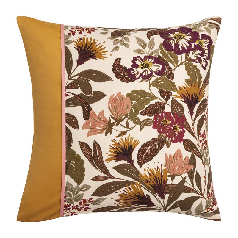 Pillowcase Panache de fleurs Yellow 40X80 100% cotton, , hi-res image number 1
