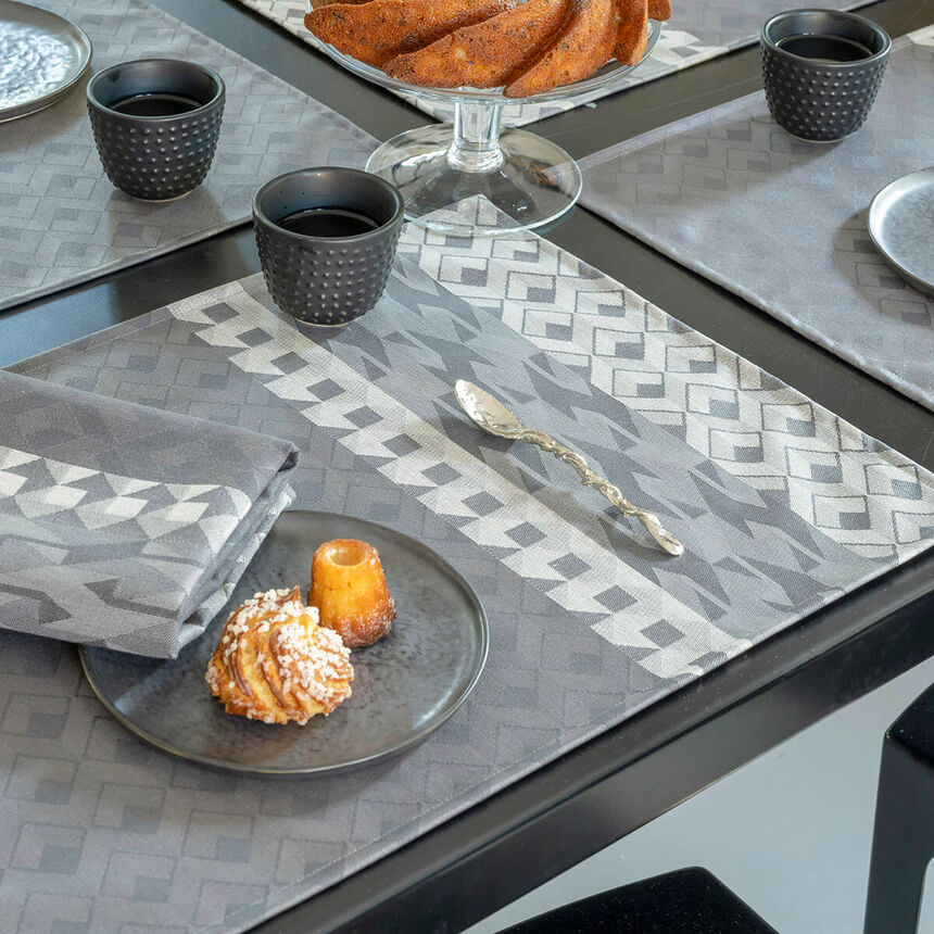 Napkin Caract&egrave;re Grey 58x58 100% cotton, , hi-res image number 0