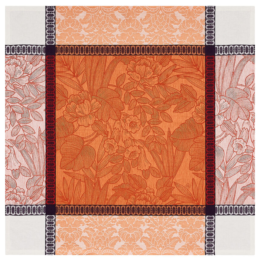 Tablecloth Escapade Tropicale Orange 120x120 100% linen, , hi-res image number 5