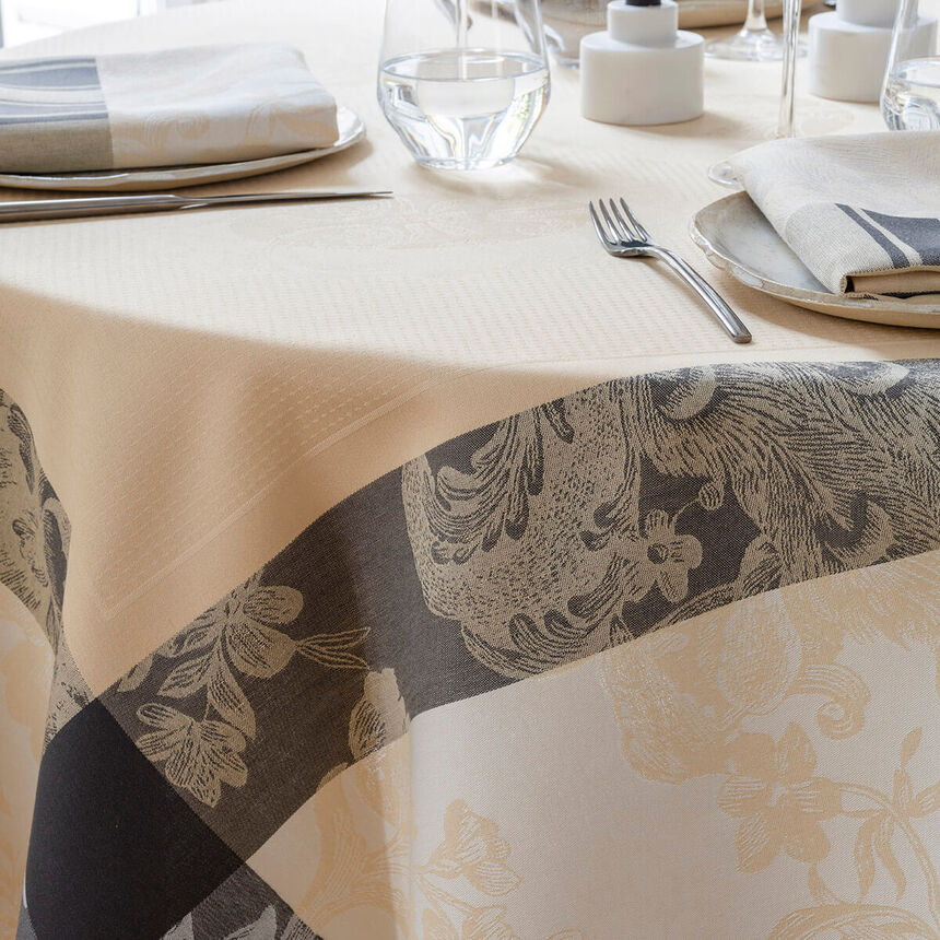 Tablecloth &Agrave; la Fran&ccedil;aise Yellow 175x175 100% cotton, , hi-res image number 1