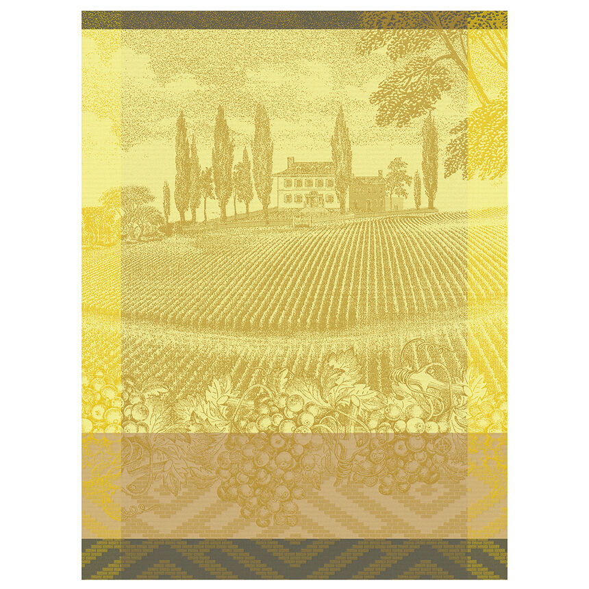 Tea towel Vignoble Yellow 60x80 100% cotton, , hi-res image number 0