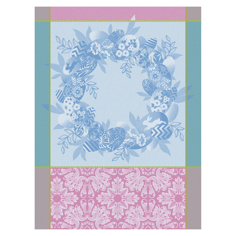 Tea towel Couronne de Pâques Blue 60x80 100% cotton, , hi-res image number 0