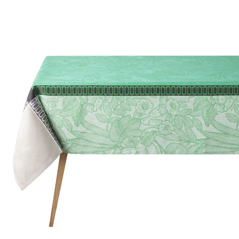 Tablecloth Escapade Tropicale Green 120x120 100% linen, , hi-res image number 1