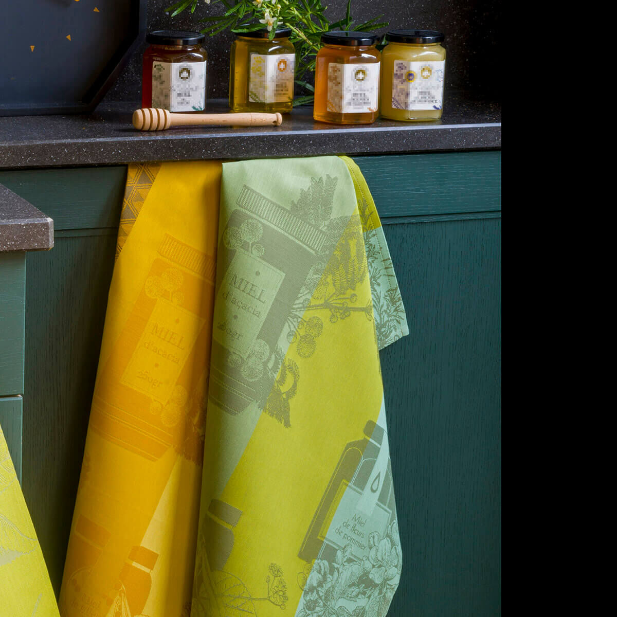 Yellow and grey tea towels sale