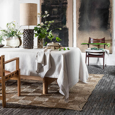 Tablecloth Portofino Fiori Beige &Oslash;240 100% linen