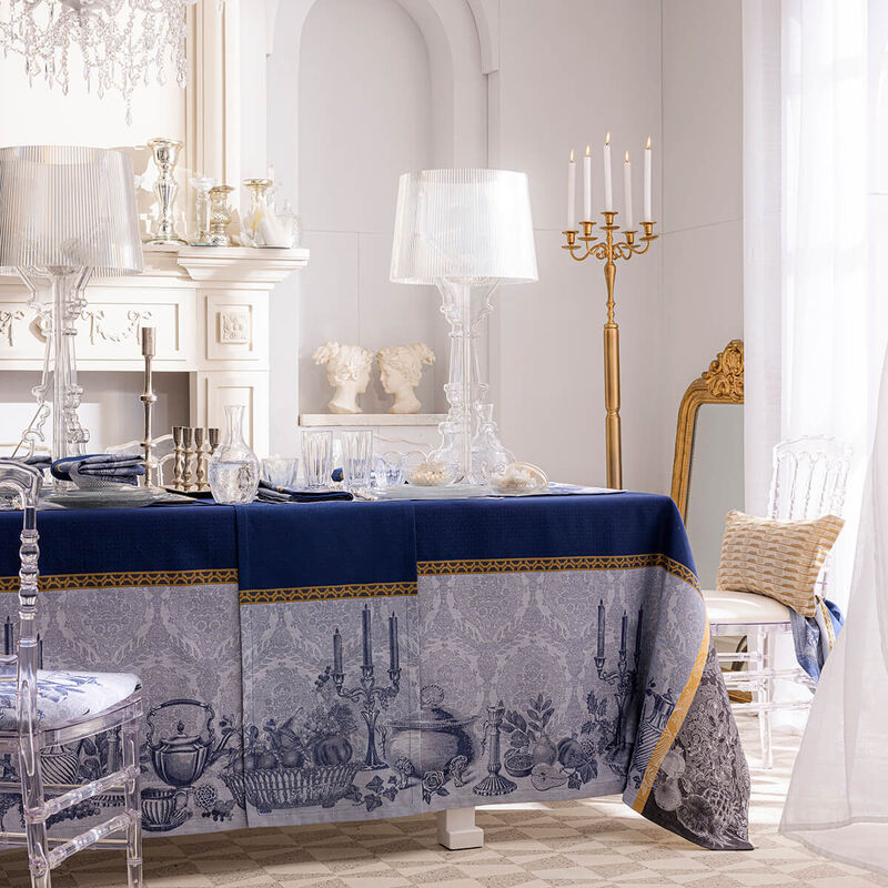 Tablecloth Festin Blue 120x120 100% cotton, , hi-res image number 1
