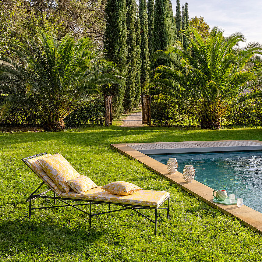 Sun lounger cushion Soleil Yellow 60x190 100% cotton, , hi-res