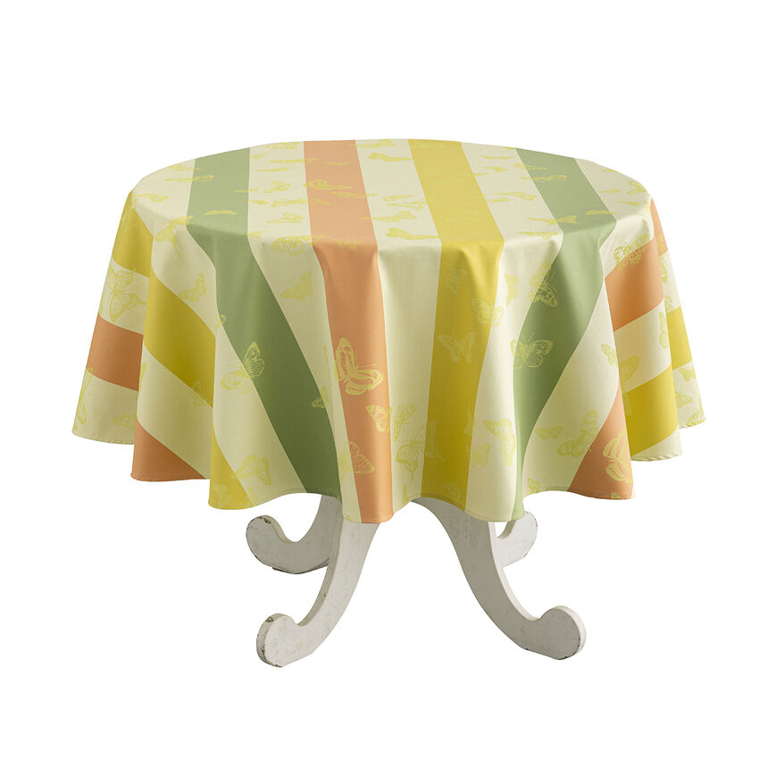 Coated tablecloth Bal des papillons Coated Yellow 175x175 100% cotton, , hi-res image number 1