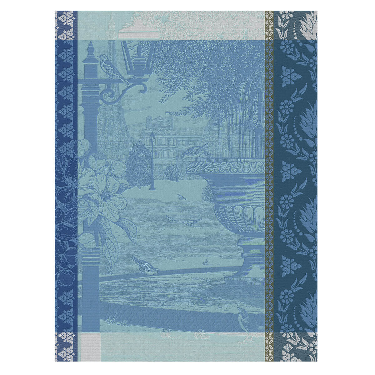 tea towel blue cotton Souvenir Jardin Parisien Le Jacquard Francais
