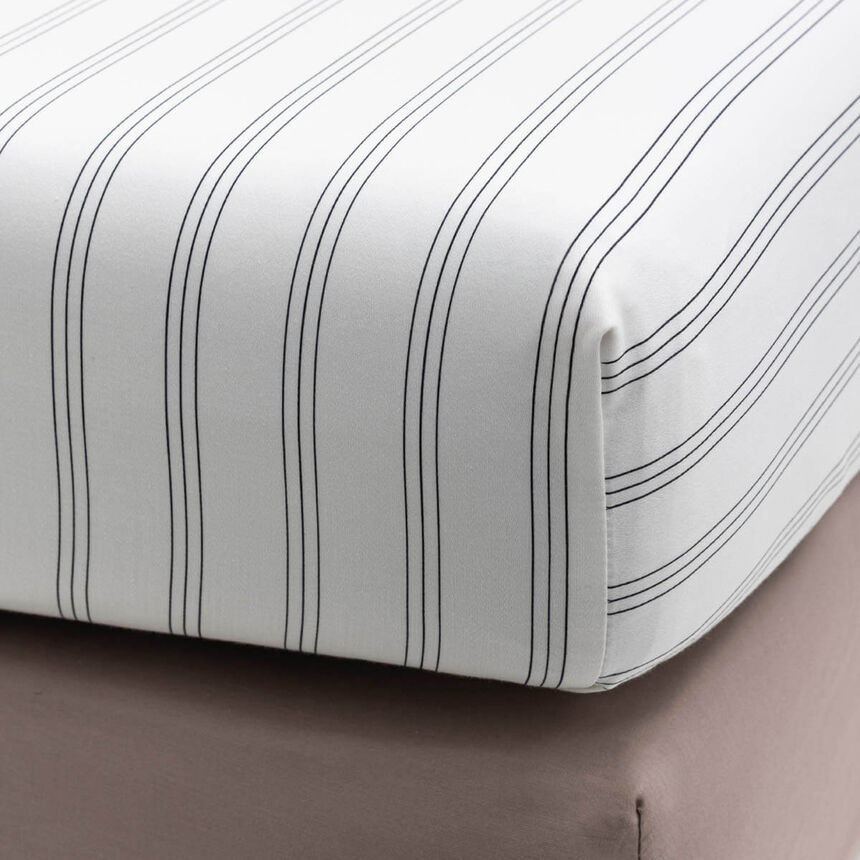 Fitted sheets Savile row Beige 100X200X35 100% cotton, , hi-res image number 1