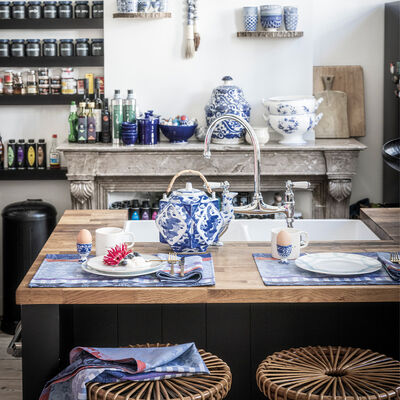 Coated placemat Gipsy Blue 50x36 100% cotton,  Coated placemat Gipsy Blue 50x36 100% cotton