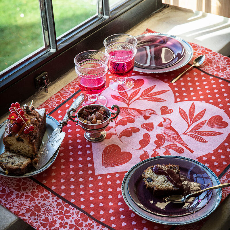 Tea towel Amour Red 60x80 100% cotton, , hi-res image number 0