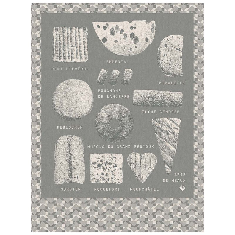 Tea towel Fromages Grey 60x80 100% cotton, , hi-res image number 1