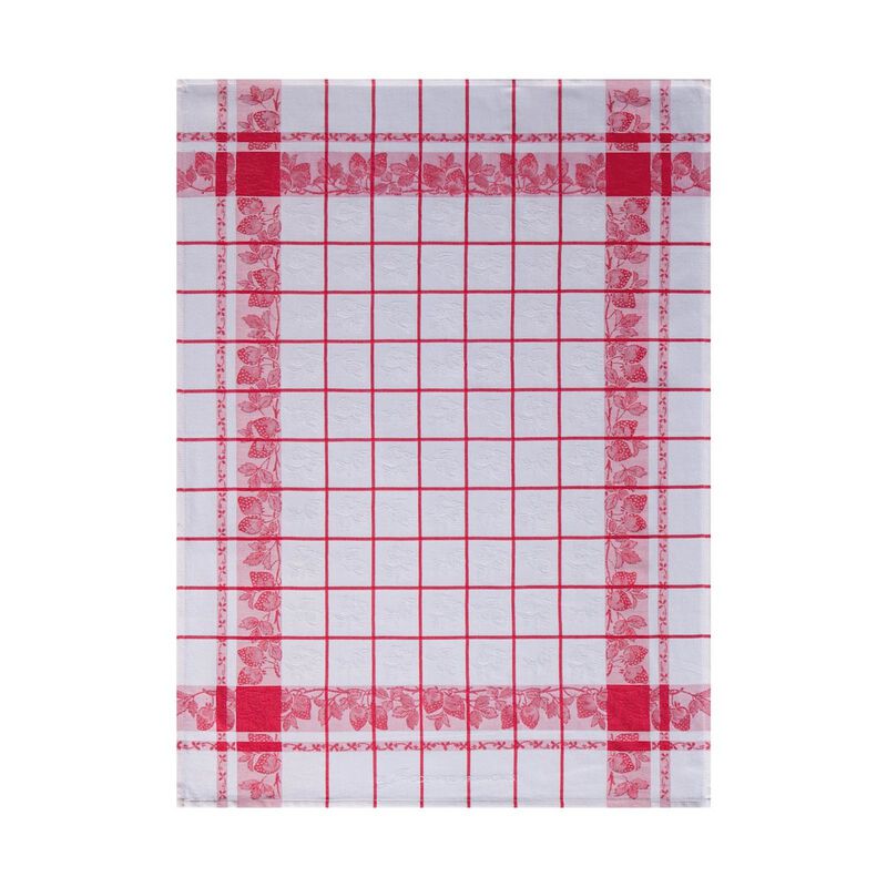 Tea towel Fraises Red 60x80 100% cotton, , hi-res image number 0