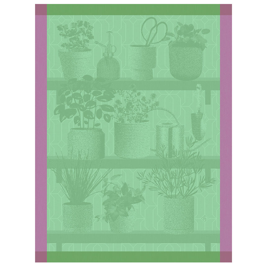 Tea towel Herbes fra&icirc;ches Green 60x80 100% cotton, , hi-res image number 0