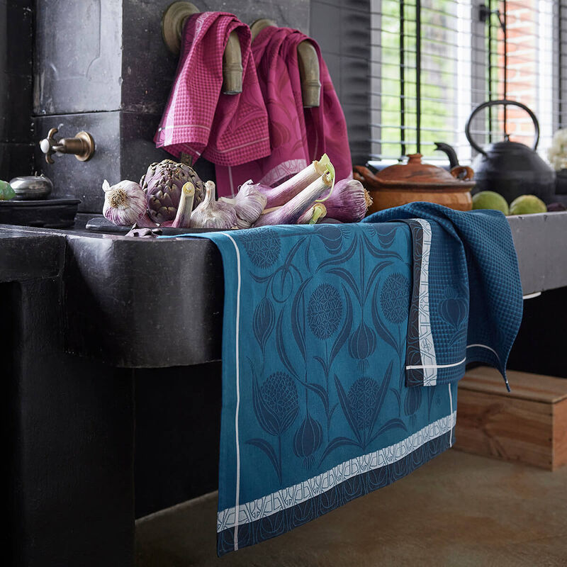 Tea towel L'ail Blue 60x80 100% cotton, , hi-res image number 1