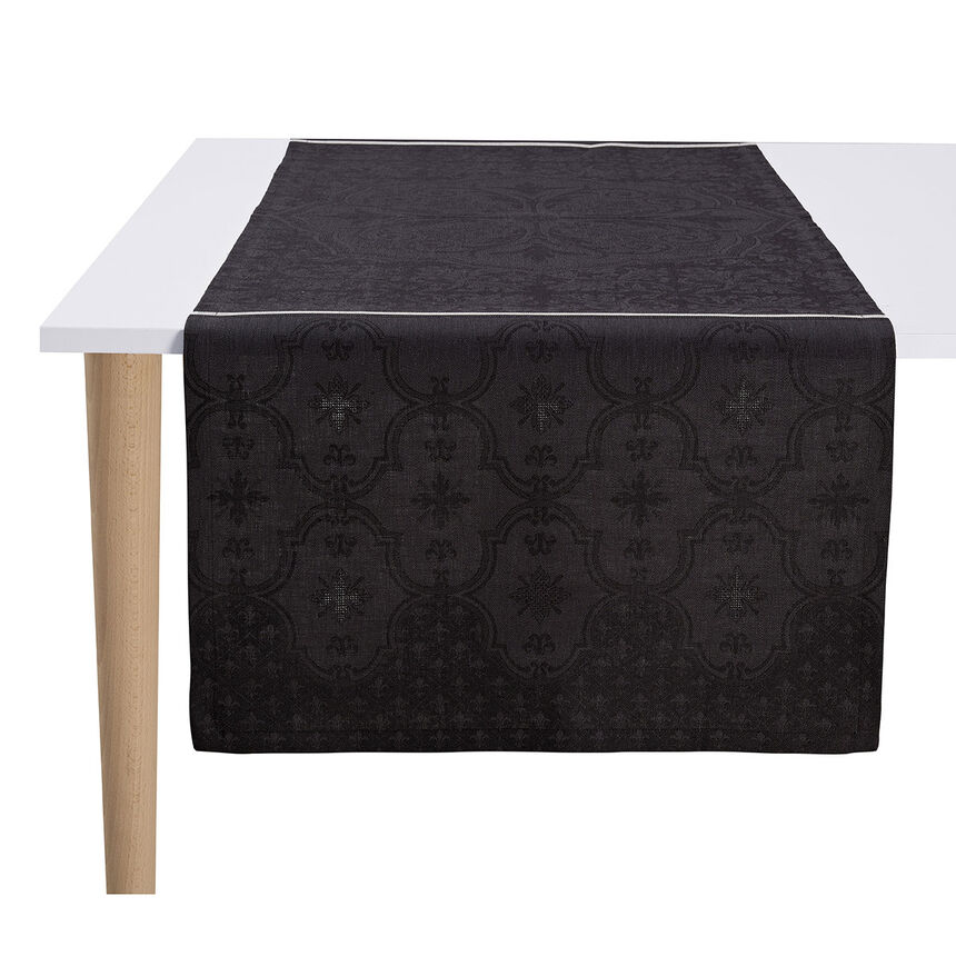 Runner Armoiries Black 50x150 100% linen, , hi-res image number 0