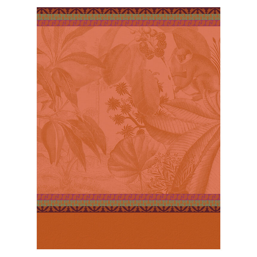 Tea towel Voyage au Kerala Rapsberry 60x80 100% cotton, , hi-res image number 0
