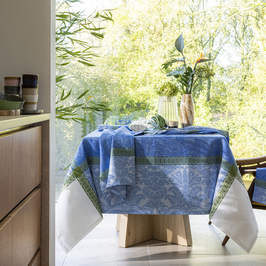 Tablecloth Escapade Tropicale Blue &Oslash;175 100% linen, , hi-res image number 0
