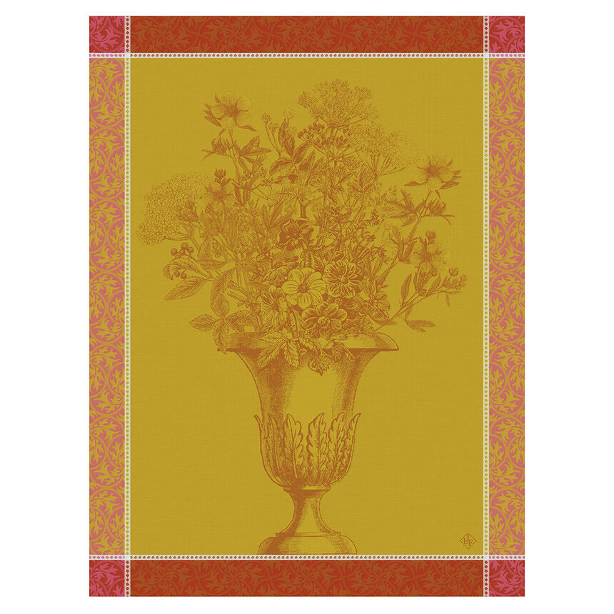 Tea towel Floraison Uni Pink 60x80 100% cotton, , hi-res image number 0