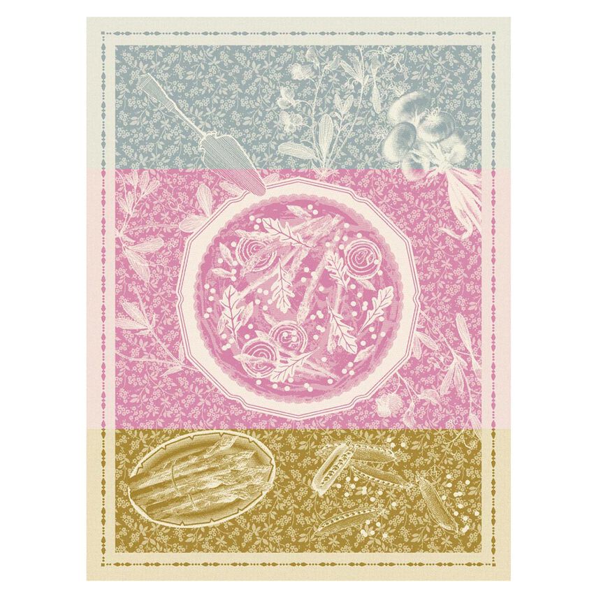 Tea towel Tarte Printani&egrave;re Pink 60x80 100% cotton, , hi-res image number 0