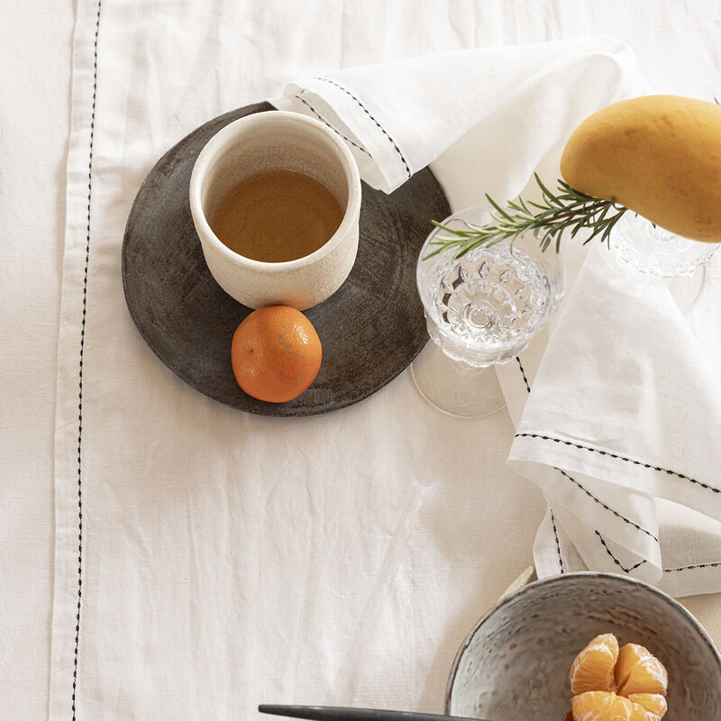 Tablecloth Nuances White 150x150 50% cotton - 50 % linen, , hi-res image number 1