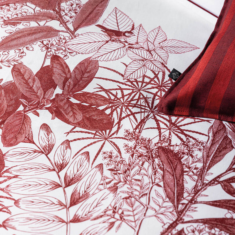 Duvet cover Feuilles en scène Red 135X200 100% cotton, , hi-res image number 3