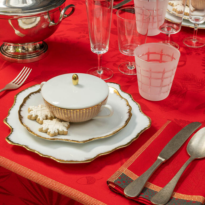 Tablecloth Po&eacute;sie d'hiver Red 175x175 99% cotton / 1% other fibers, , hi-res image number 1