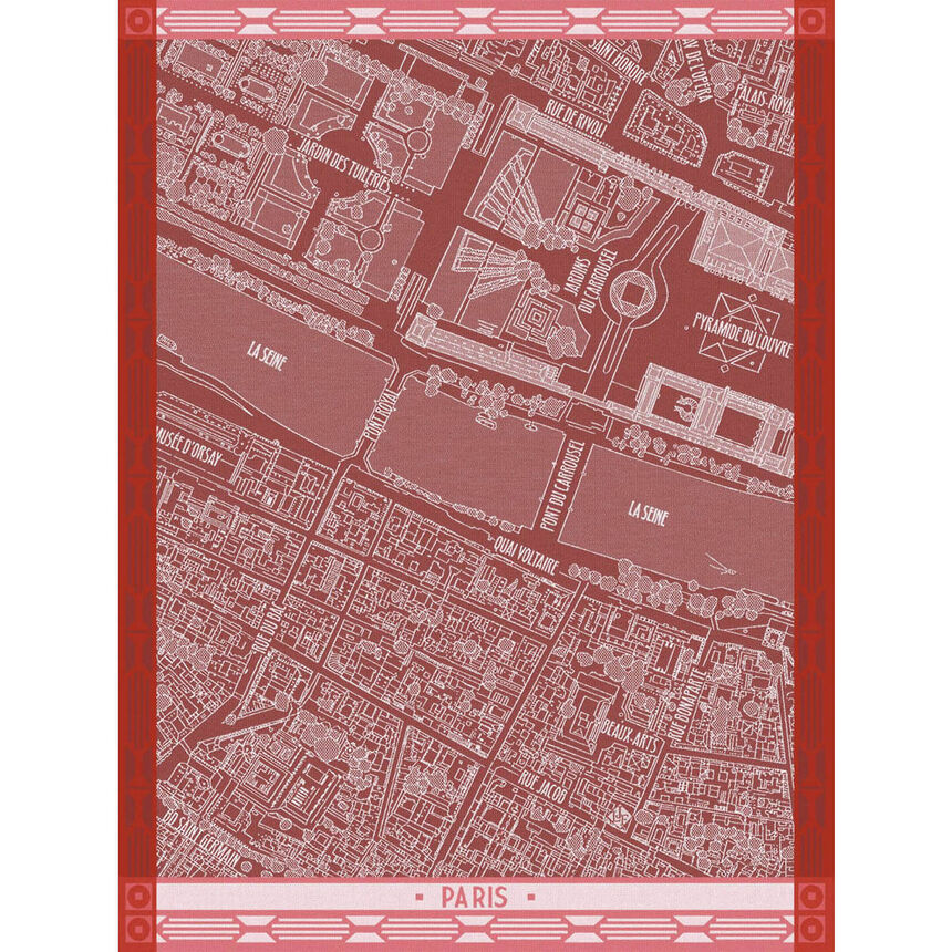 Tea towel A vol d'oiseau Paris Red 60x80 100% cotton, , hi-res image number 1