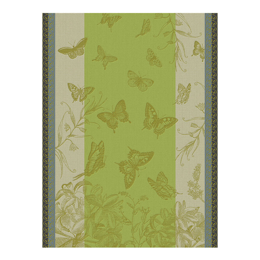 Tea towel Jardin des papillons Green 60x80 100% cotton, , hi-res image number 0