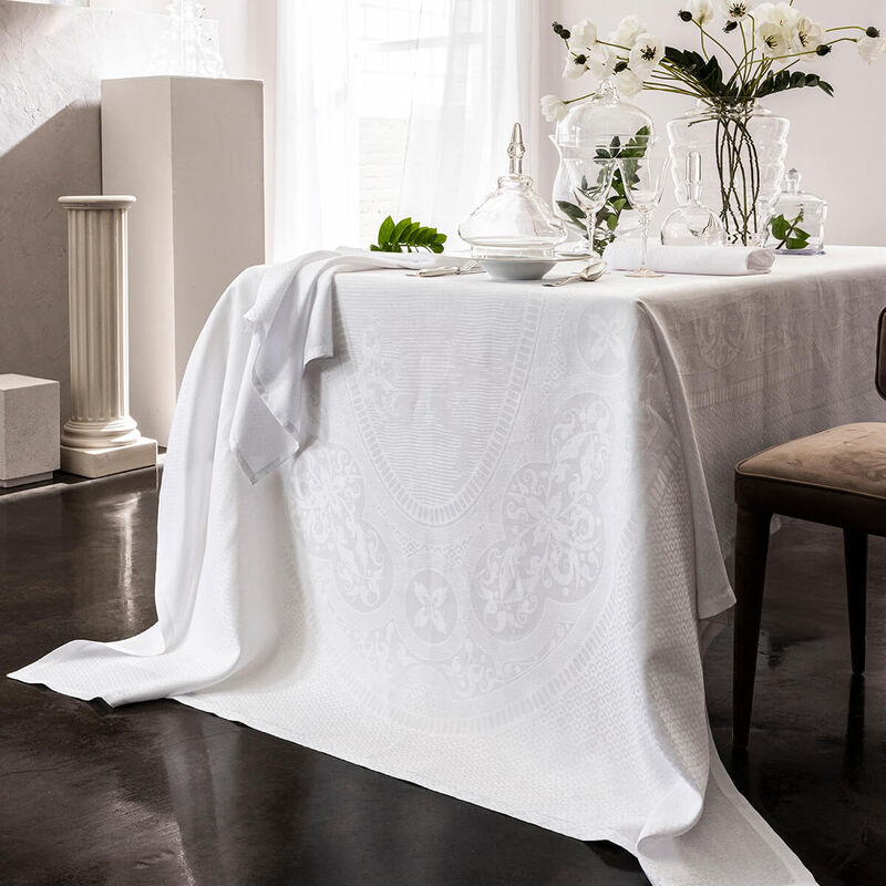 Tablecloth Évasion Céleste White 175x175 100% linen, , hi-res