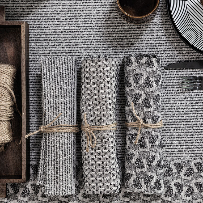 Napkin Empreintes Tissage Black 50x50 100% cotton, , hi-res image number 0