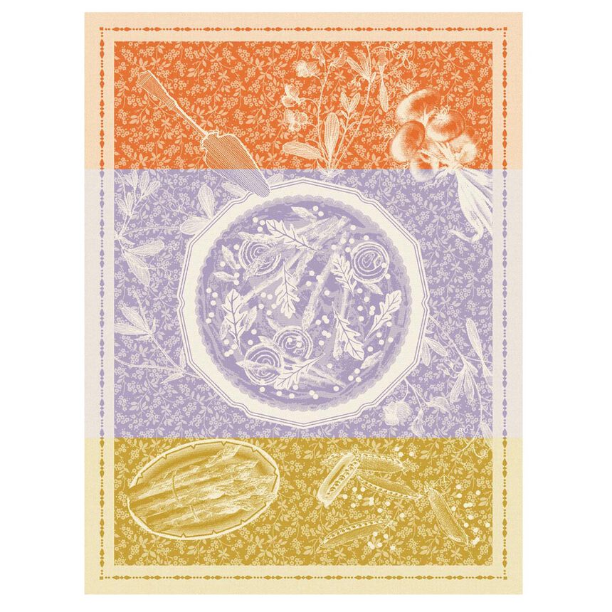 Tea towel Tarte Printani&egrave;re Purple 60x80 100% cotton, , hi-res image number 0