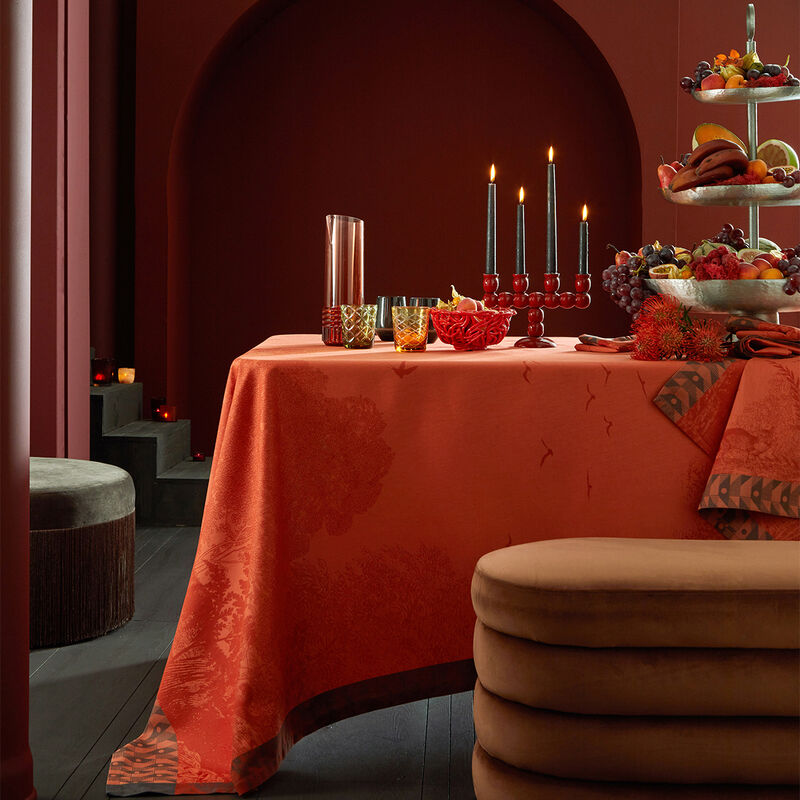 Tablecloth For&ecirc;t enchant&eacute;e Orange 175x175 100% cotton, , hi-res image number 0