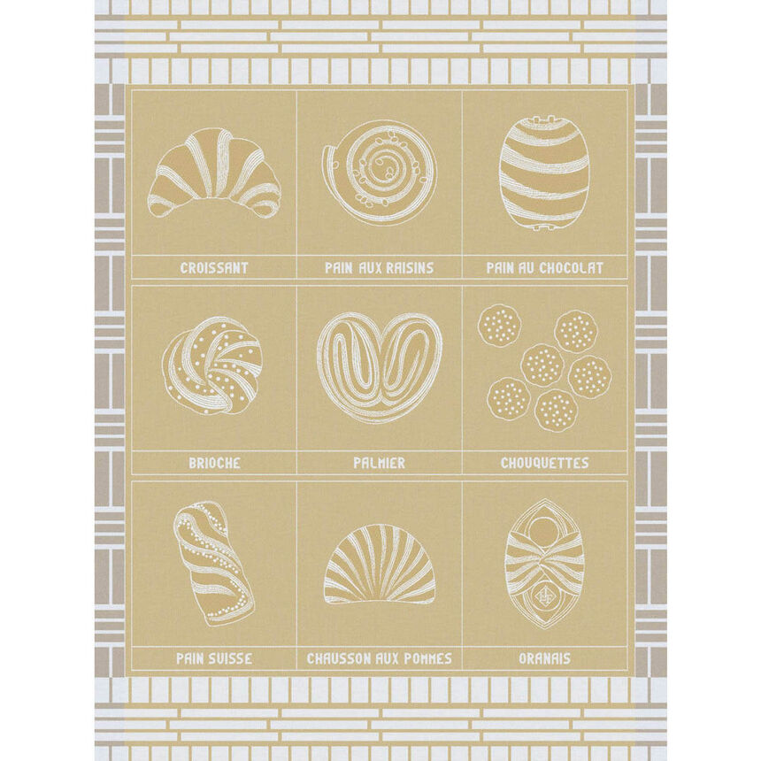 Tea towel Haute viennoiserie Beige 60x80 100% cotton, , hi-res image number 0