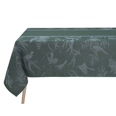 Tablecloth Volière Green 175x320 100% linen