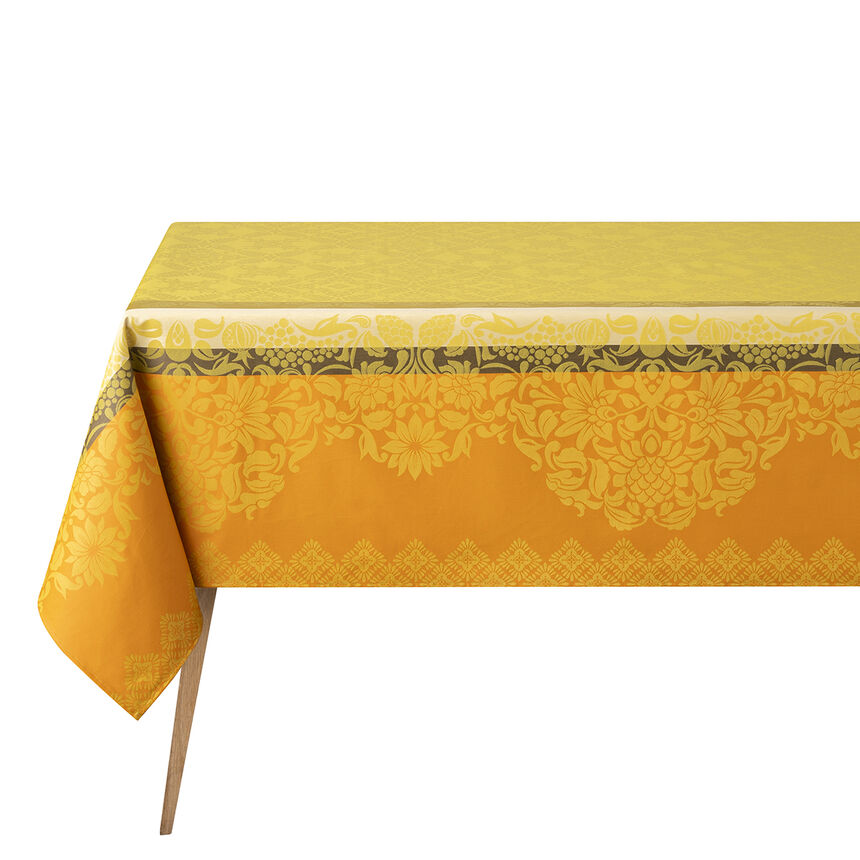 Coated tablecloth Mumbai Enduit Yellow 150x260 100% cotton, , hi-res image number 1