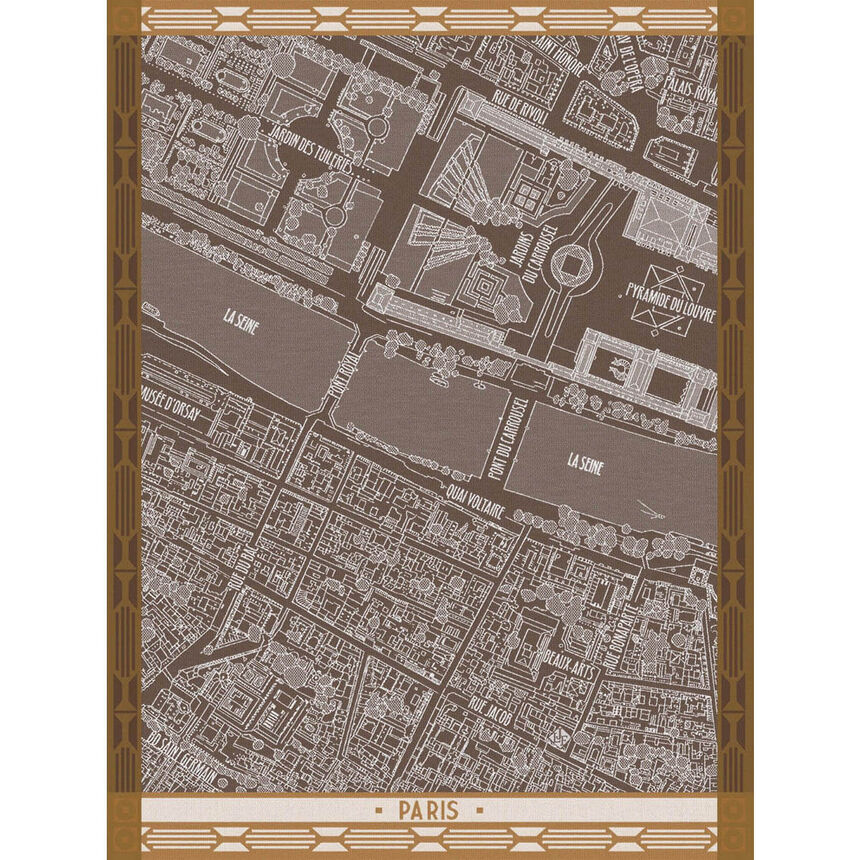 Tea towel A vol d'oiseau Paris Brown 60x80 100% cotton, , hi-res image number 0