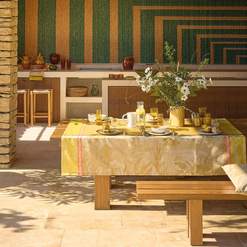 Tablecloth Sinharâja Yellow 175x175 100% cotton, , hi-res