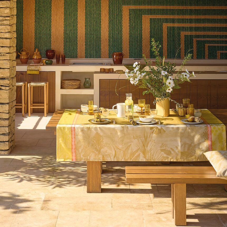 Tablecloth Sinhar&acirc;ja Yellow 175x175 100% cotton, , hi-res image number 0