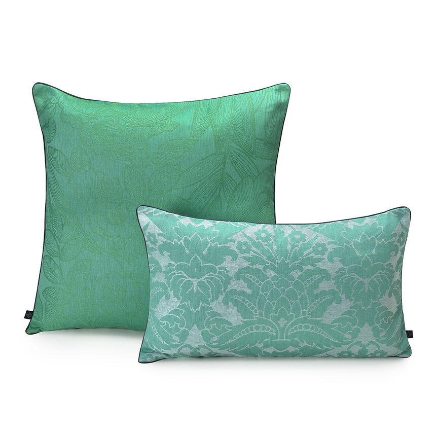 Cushion cover Escapade Tropicale Green 50x50 100% linen, , hi-res image number 0