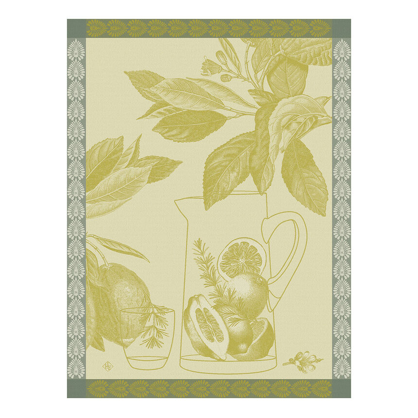 Tea towel Eaux de citrons Yellow 60x80 100% cotton, , hi-res image number 0